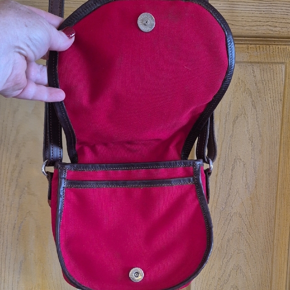 Rebecca Ray Designs Nylon And Leather Red Yellow Brown Crossbody Bag Equestrian - Picture 7 of 16